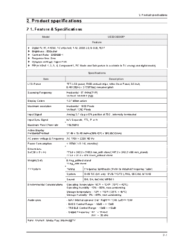 Samsung Product Specification  Samsung LED TV N96A chassis UE32C6500UW UE32C6500UWXXC Product Specification.pdf