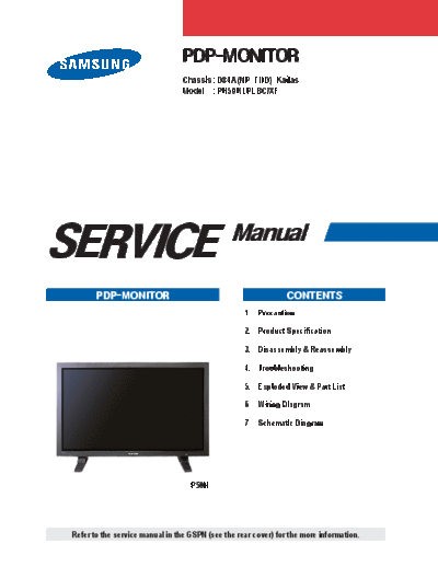 Samsung Samsung PH50KLPLBC XF chassis D84A sm  Samsung Monitor Monitor D84A chassis Samsung_PH50KLPLBC_XF_chassis_D84A_sm.pdf