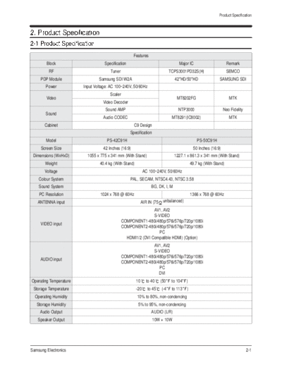 Samsung spec-2  Samsung Monitor Monitor PS50C91HXXTT Chassis F33A(P_Asia_HD)_Lily sm spec-2.pdf