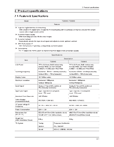 Samsung Product Specification  Samsung Monitor Monitor T200HD T220HD CH LS20TDD LS22TDD Product Specification.pdf