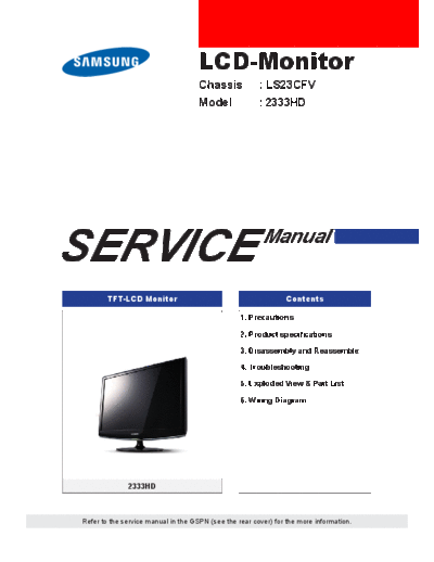 Samsung samsung 2333hd chassis ls23cfv  Samsung Monitor Monitor 2333HD chassis LS23CFV samsung_2333hd_chassis_ls23cfv.pdf