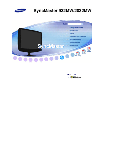 Samsung Samsung SM932MW home TV monitor  Samsung Monitor Monitor 932MW-2032MW CH LS19PMA LS20PMA Samsung SM932MW home TV monitor.pdf