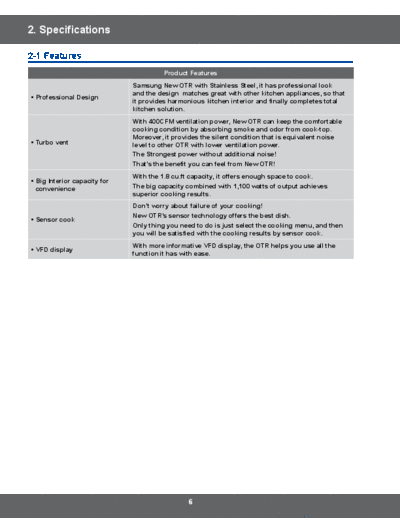 Samsung Product Specification  Samsung Microwave SMH9187ST Service Manual Product_Specification.pdf