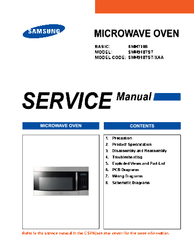 Samsung SMH9187ST XAA  Samsung Microwave SMH9187ST Service Manual SMH9187ST_XAA.pdf