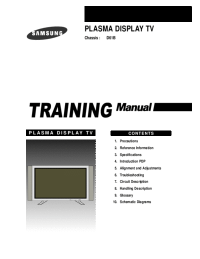 Samsung cover  Samsung Plasma PPM-42S3QX chassis D61B PPM-42S3Q ch.D61B_training cover.pdf