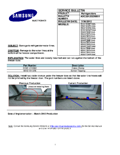 Samsung ASC20120330001  Samsung Refridgerators RS265TDRS Service Bulletin ASC20120330001.pdf