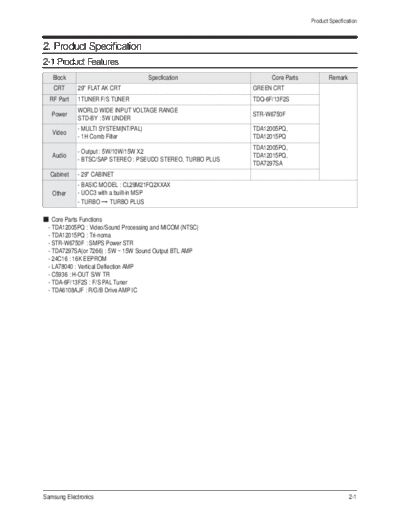 Samsung 03 Product Specification  Samsung TV CL-29K5MQ Chassis K16A(N CL-29K5MQ 03_Product Specification.pdf