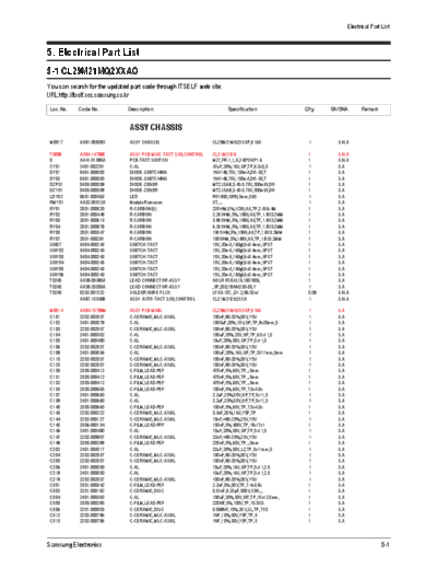 Samsung Electrical Part List  Samsung TV CL29M21MQ2XXAO Chassis K16A CL29M21MQ2XXAO COM TDA Electrical Part List.pdf