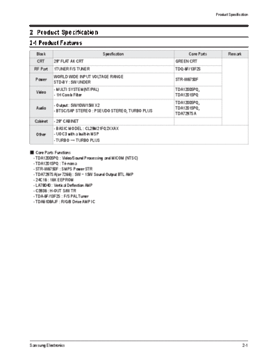 Samsung Product Specification  Samsung TV CL29M21MQ2XXAO Chassis K16A CL29M21MQ2XXAO COM TDA Product Specification.pdf