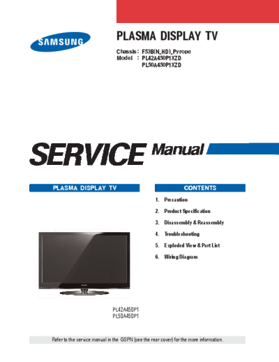 Samsung Cover  Samsung TV PL42A450 PL42A450P1XZD Cover.pdf