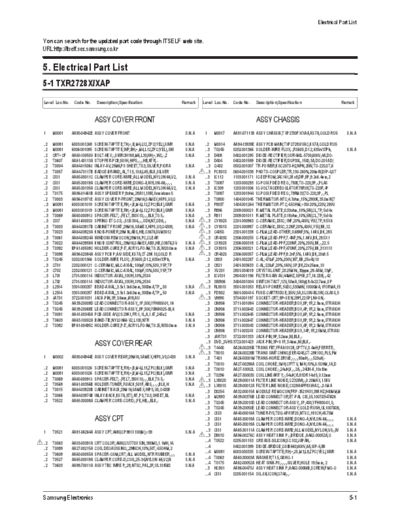 Samsung 05 ELECTRICAL PART LIST  Samsung TV TXR2728X XAP CW29M064V KS7A N Samsung_Cw29m064v_Ks7a.pdf 05_ELECTRICAL_PART_LIST.PDF