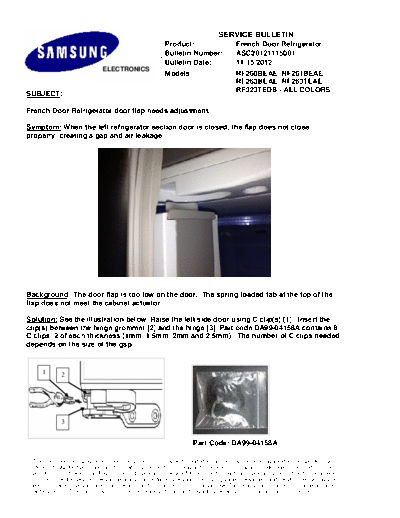 Samsung ASC20121115001  Samsung Refridgerators RF260BEAEWW_AA Service Bulletins ASC20121115001.pdf