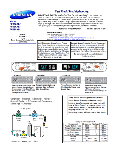 Samsung fast track  RF263AE  Samsung Refridgerators RF263AEPN Service Tips fast track  RF263AE.pdf