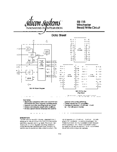 apple SSI115 Winchester Read Write Circuit  apple disk widget datasheet SSI115_Winchester_Read_Write_Circuit.pdf