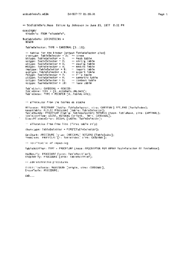 xerox BcdTableDefs.mesa Oct77  xerox mesa 3.0_1977 listing BcdTableDefs.mesa_Oct77.pdf