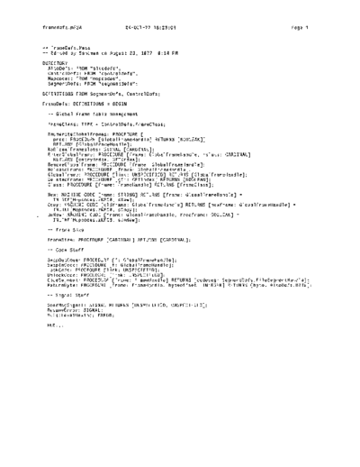 xerox FrameDefs.mesa Oct77  xerox mesa 3.0_1977 listing FrameDefs.mesa_Oct77.pdf