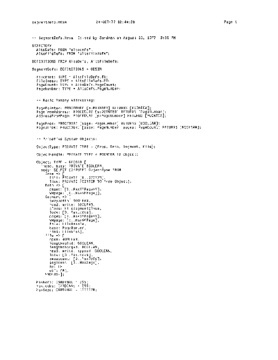 xerox SegmentDefs.mesa Oct77  xerox mesa 3.0_1977 listing SegmentDefs.mesa_Oct77.pdf