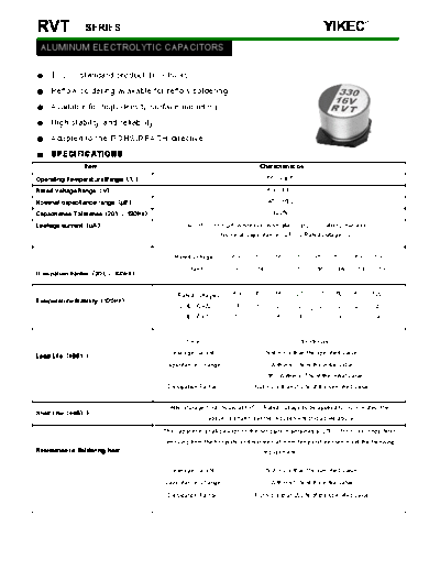 YIKEC Yikec [smd] RVT Series  . Electronic Components Datasheets Passive components capacitors YIKEC Yikec [smd] RVT Series.pdf