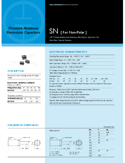 Yageo [non-polar radial] SN Series  . Electronic Components Datasheets Passive components capacitors Yageo Yageo [non-polar radial] SN Series.pdf