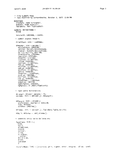 xerox SymDefs.mesa Oct77  xerox mesa 3.0_1977 listing SymDefs.mesa_Oct77.pdf