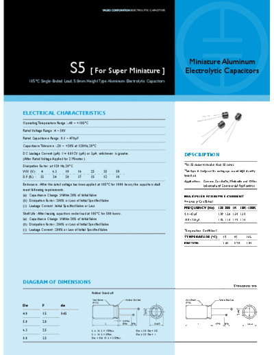 Yageo [radial thru-hole] S5 Series  . Electronic Components Datasheets Passive components capacitors Yageo Yageo [radial thru-hole] S5 Series.pdf