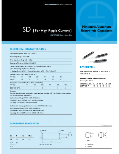 Yageo [radial thru-hole] SD Series  . Electronic Components Datasheets Passive components capacitors Yageo Yageo [radial thru-hole] SD Series.pdf