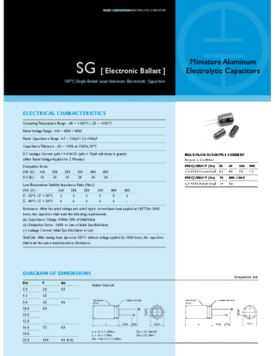 Yageo [radial thru-hole] SG Series  . Electronic Components Datasheets Passive components capacitors Yageo Yageo [radial thru-hole] SG Series.pdf