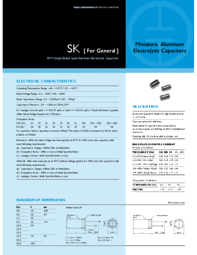 Yageo [radial thru-hole] SK Series  . Electronic Components Datasheets Passive components capacitors Yageo Yageo [radial thru-hole] SK Series.pdf