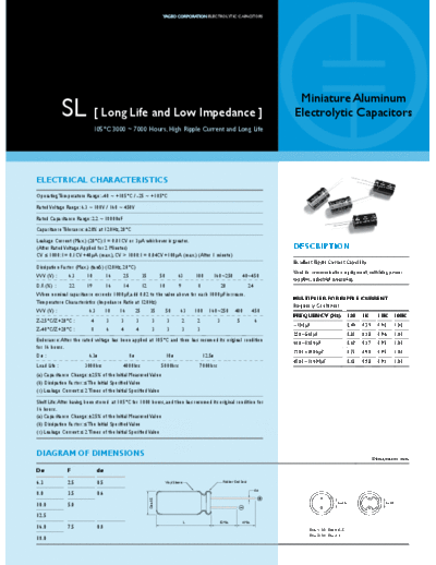 Yageo [radial thru-hole] SL Series  . Electronic Components Datasheets Passive components capacitors Yageo Yageo [radial thru-hole] SL Series.pdf