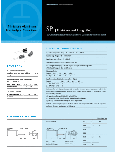 Yageo [radial thru-hole] SP Series  . Electronic Components Datasheets Passive components capacitors Yageo Yageo [radial thru-hole] SP Series.pdf