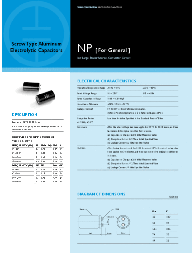 Yageo [screw-terminal] NP Series  . Electronic Components Datasheets Passive components capacitors Yageo Yageo [screw-terminal] NP Series.pdf