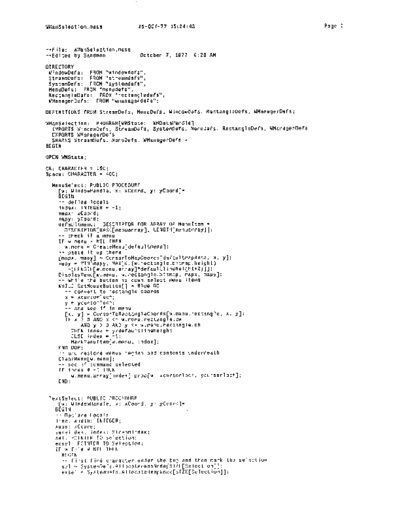 xerox WManSelection.mesa Oct77  xerox mesa 3.0_1977 listing WManSelection.mesa_Oct77.pdf