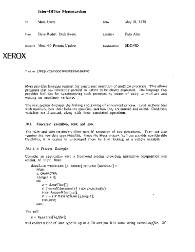 xerox Mesa 4.0 Process Update May78  xerox mesa 4.0_1978 Mesa_4_Documentation Mesa_4.0_Process_Update_May78.pdf