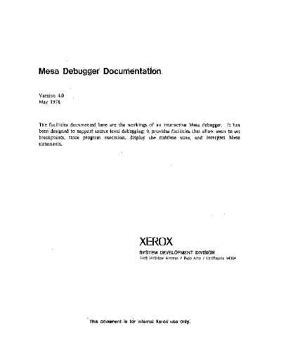 xerox Mesa Debugger Documentation Version 4.0 May78  xerox mesa 4.0_1978 Mesa_4_Documentation Mesa_Debugger_Documentation_Version_4.0_May78.pdf