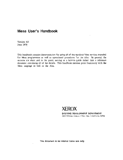 xerox Mesa Users Handbook Version 4.0 Jun78  xerox mesa 4.0_1978 Mesa_4_Documentation Mesa_Users_Handbook_Version_4.0_Jun78.pdf