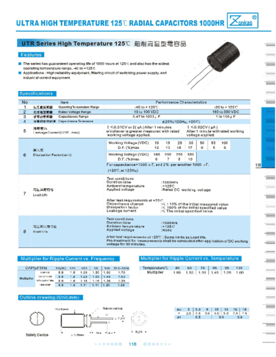 Zonkas [radial thru-hole] UTR Series  . Electronic Components Datasheets Passive components capacitors Zonkas Zonkas [radial thru-hole] UTR Series.pdf