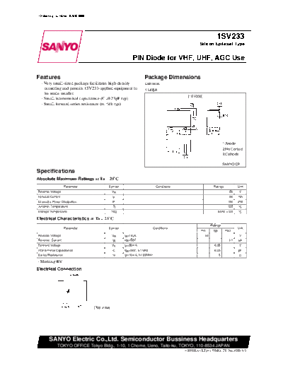 . Electronic Components Datasheets 1sv233  . Electronic Components Datasheets Various datasheets 1 1sv233.pdf