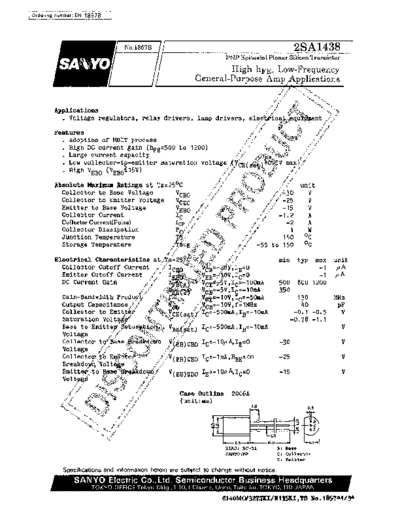 2 22sa1438  . Electronic Components Datasheets Various datasheets 2 22sa1438.pdf