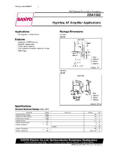 2 22sa1562  . Electronic Components Datasheets Various datasheets 2 22sa1562.pdf