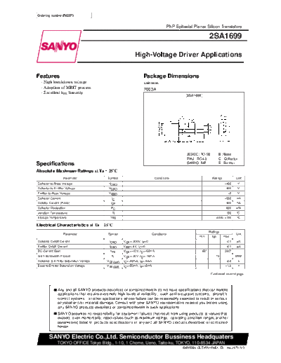 2 22sa1699  . Electronic Components Datasheets Various datasheets 2 22sa1699.pdf