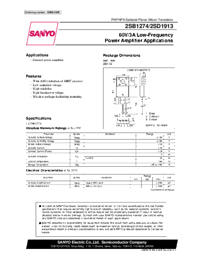 2 22sb1274  . Electronic Components Datasheets Various datasheets 2 22sb1274.pdf