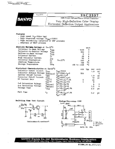 2 sc3997  . Electronic Components Datasheets Various datasheets 2 22sc3997.pdf