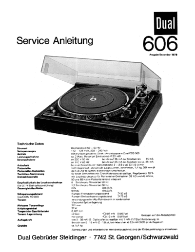 DUAL -606-Service-Manual  . Rare and Ancient Equipment DUAL Audio 606 Dual-606-Service-Manual.pdf