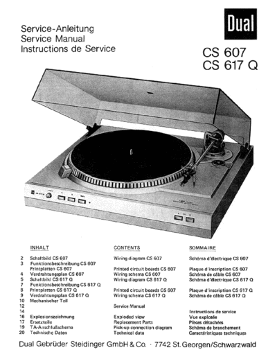 DUAL Dual-607-617-Q-Service-Manual  . Rare and Ancient Equipment DUAL Audio 607 Dual-607-617-Q-Service-Manual.pdf