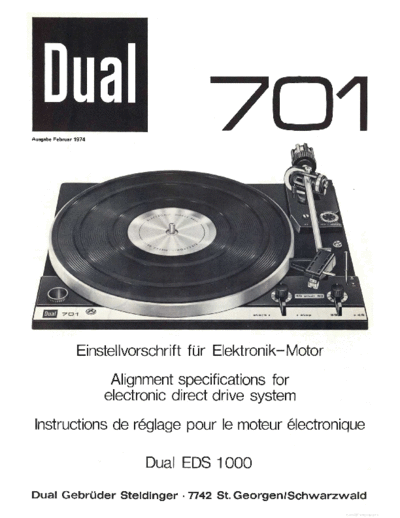 DUAL ve dual 701 motor aligment en de fr  . Rare and Ancient Equipment DUAL Audio 701 ve_dual_701_motor_aligment_en_de_fr.pdf
