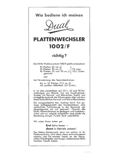 DUAL ve dual 1002f de  . Rare and Ancient Equipment DUAL Audio 1002 ve_dual_1002f_de.pdf