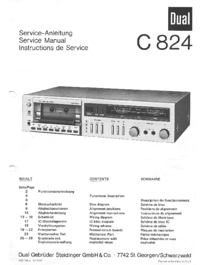 DUAL hfe dual c 824 service en de fr  . Rare and Ancient Equipment DUAL Audio C 824 hfe_dual_c_824_service_en_de_fr.pdf