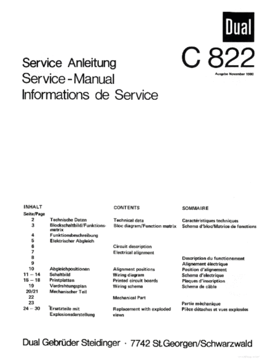 DUAL hfe   c 822 service en de fr  . Rare and Ancient Equipment DUAL Audio C822 hfe_dual_c_822_service_en_de_fr.pdf