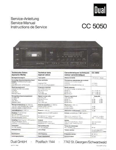DUAL hfe dual cc 5050 service en de fr  . Rare and Ancient Equipment DUAL Audio CC 5050 hfe_dual_cc_5050_service_en_de_fr.pdf