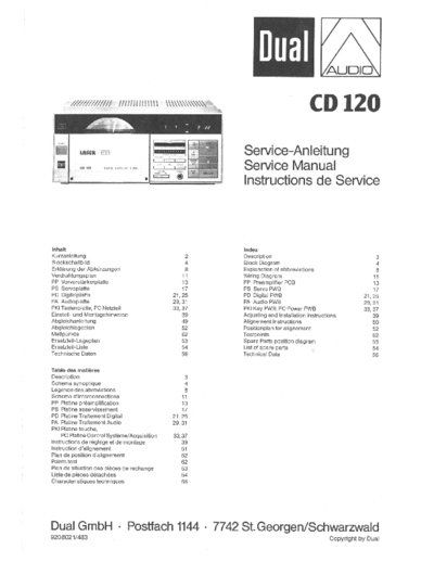 DUAL hfe dual cd 120 service en de fr  . Rare and Ancient Equipment DUAL Audio CD 120 hfe_dual_cd_120_service_en_de_fr.pdf